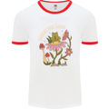 Honor the Land Frog Climate Change Hippy Mens White Ringer T-Shirt White/Red