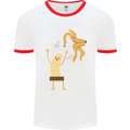 Get Naked Censored Banana Funny Mens White Ringer T-Shirt White/Red