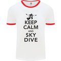 Keep Calm and Skydive Funny Skydiving Mens White Ringer T-Shirt White/Red