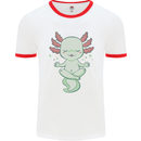 Meditating Axolot Yoga Spiritual Mens Ringer T-Shirt White/Red