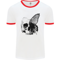 A Butterfly Skull Mens Ringer T-Shirt White/Red