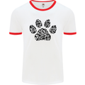 Dog Paw Print Word Art Mens White Ringer T-Shirt White/Red