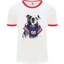 American Football Bulldog With Tattoos Mens White Ringer T-Shirt White/Red