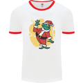 A Christmas Frog Dressed as Santa Claus Mens White Ringer T-Shirt White/Red