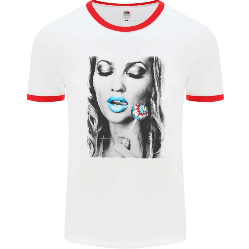 Boom Lolly Pop Chick Mens White Ringer T-Shirt White/Red