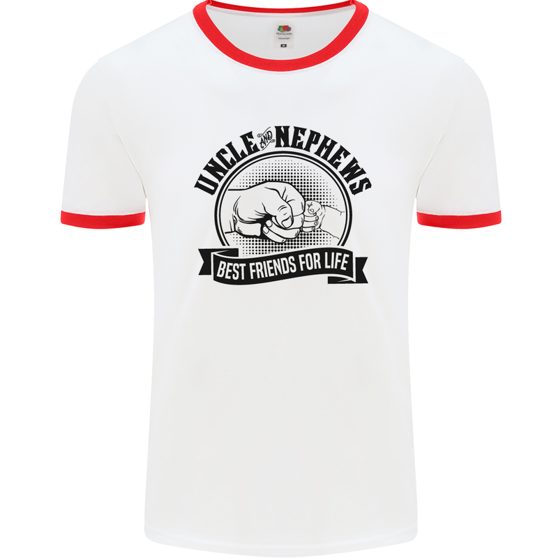 Uncle & Nephews Best Friends Uncle's Day Mens White Ringer T-Shirt White/Red