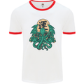 Cthulhu Monster Kraken Mens White Ringer T-Shirt White/Red