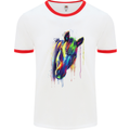 Watercolour Horse Mens White Ringer T-Shirt White/Red