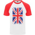 Union Jack British Flag Great Britain Mens S/S Baseball T-Shirt White/Red