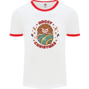 Funny Hoggy Christmas Hedgehog Mens White Ringer T-Shirt White/Red