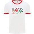 Peace Love Lizards Funny Gekko Iguana Mens White Ringer T-Shirt White/Red