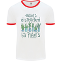 Easily Distracted by Plants Botanist Funny Mens White Ringer T-Shirt White/Red