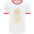 Mandala Buddha Art Mens Ringer T-Shirt White/Red