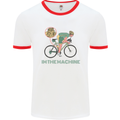 Cycling I'm the Machine Cyclist Funny Mens White Ringer T-Shirt White/Red