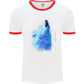 Watercolour Wolf Mens White Ringer T-Shirt White/Red