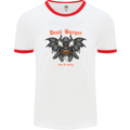 Devil Burger Demon Satan Grim Reaper BBQ Mens White Ringer T-Shirt White/Red