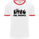 Ew People Cats Funny Mens White Ringer T-Shirt White/Red
