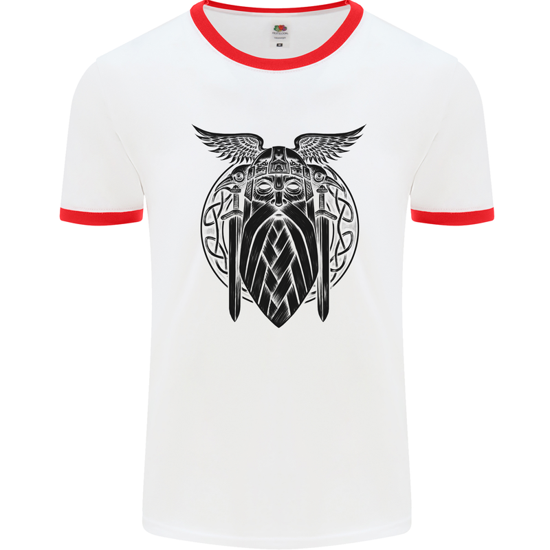 Odin The Vikings Valhalla Thor Gym Nordic Mens White Ringer T-Shirt White/Red