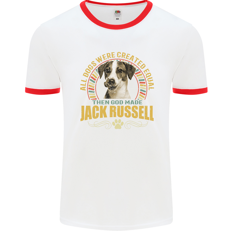 A Jack Russell Dog Mens Ringer T-Shirt White/Red