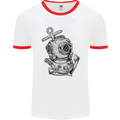 Scuba Diving Anchor Diver Sailing Sailor Mens White Ringer T-Shirt White/Red