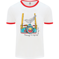 Camera With a Bird Photographer Photography Mens White Ringer T-Shirt White/Red