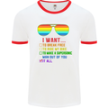 Want to Break Free Ride My Bike Funny LGBT Mens White Ringer T-Shirt White/Red