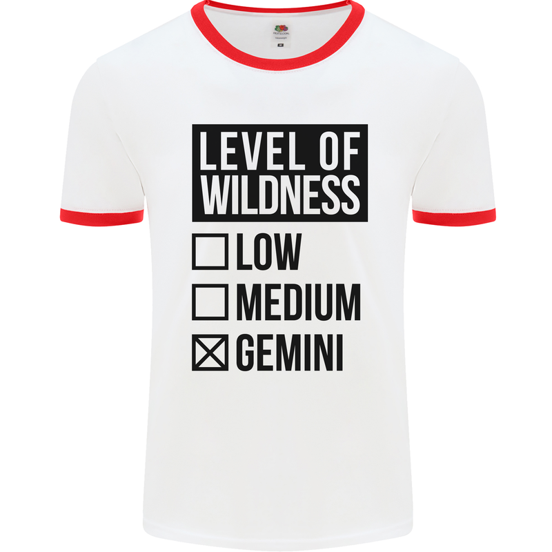 Levels of Wildness Gemini Mens White Ringer T-Shirt White/Red