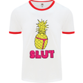 Pineapple Slut Funny Movie Theme Mens White Ringer T-Shirt White/Red