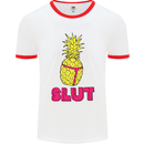 Pineapple Slut Funny Movie Theme Mens White Ringer T-Shirt White/Red