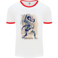 Love Music Rock n Roll Guitar Mens White Ringer T-Shirt White/Red