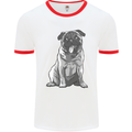 A Happy Pug Funny Dog Funny Mens White Ringer T-Shirt White/Red