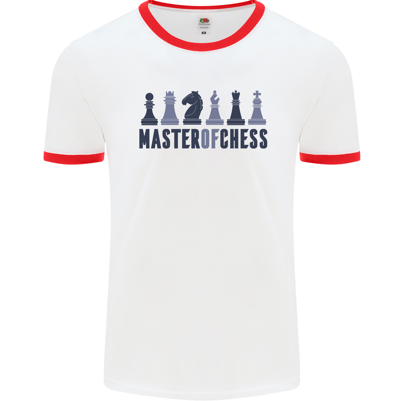 Master of Chess Mens White Ringer T-Shirt White/Red