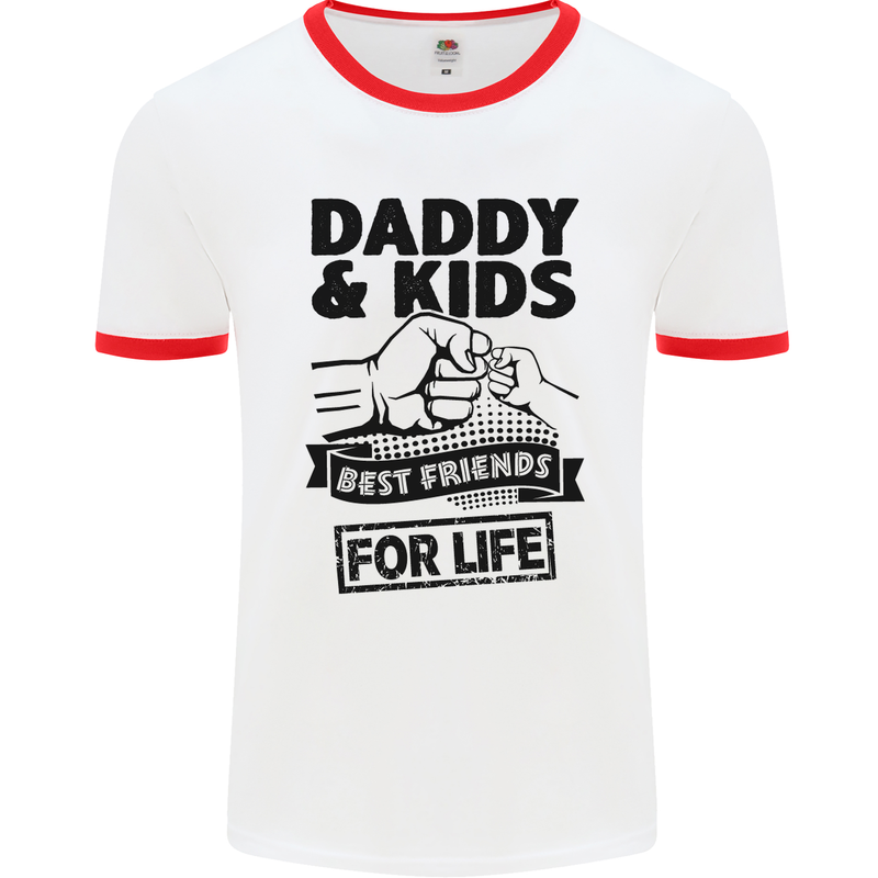 Daddy & Kids Best Friends Father's Day Mens White Ringer T-Shirt White/Red