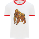 A Steampunk Gorilla Ape Mens White Ringer T-Shirt White/Red