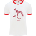 Chinese Zodiac Shengxiao Year of the Dog Mens White Ringer T-Shirt White/Red