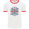 British Motorcycle Club Live to Ride Biker Mens White Ringer T-Shirt White/Red