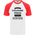 Property of Shawshank Prison Movie 90's Mens S/S Baseball T-Shirt White/Red