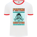 Praying and Meditation Space Universe Yoga Mens White Ringer T-Shirt White/Red