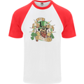 St. Patrick's Day of the Beer Funny Irish Mens S/S Baseball T-Shirt White/Red