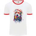 Ferret Watercolour Mens White Ringer T-Shirt White/Red