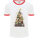 Christmas Sloth Tree Funny Xmas Mens White Ringer T-Shirt White/Red