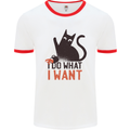 I Do What I Want Funny Cat Mens Ringer T-Shirt White/Red