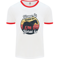 Home Is Where My Horse Is Funny Equestrian Mens White Ringer T-Shirt White/Red