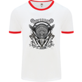 Motorbike Club Motorcycle Biker Mens White Ringer T-Shirt White/Red