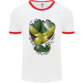 The Jamaican Flag Ripped Muscles Jamaica Mens White Ringer T-Shirt White/Red