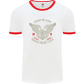 Born to Ride Biker Motorcycle Motorbike Mens White Ringer T-Shirt White/Red