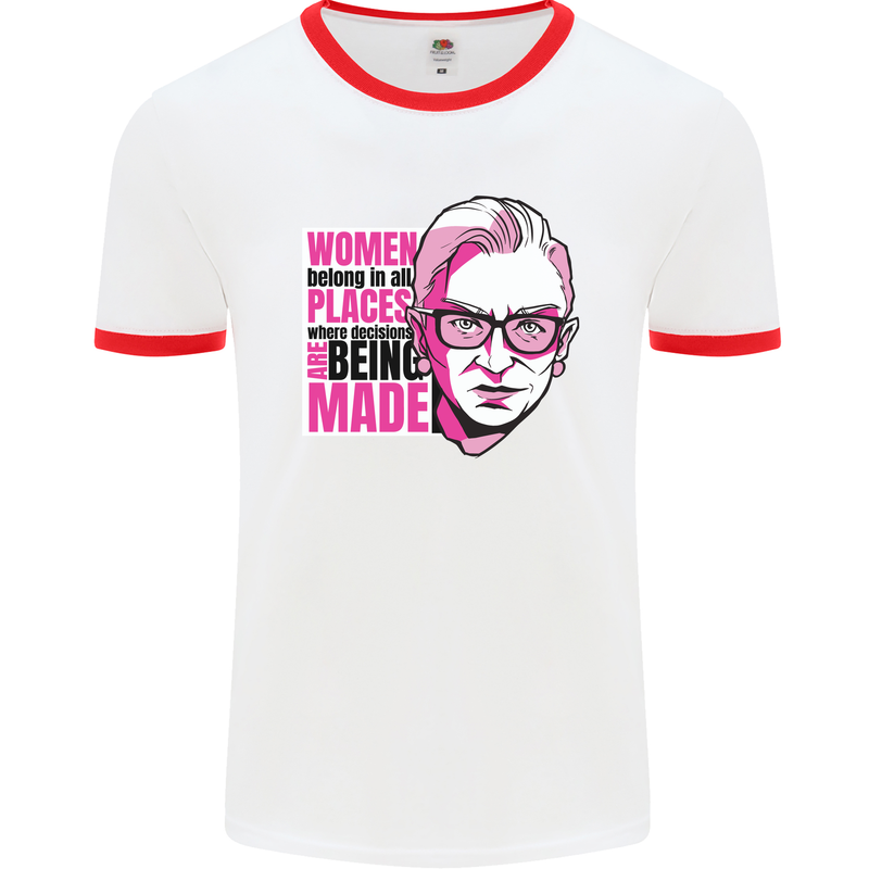 Women Empowerment Feminism Feminist Mens White Ringer T-Shirt White/Red