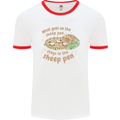 What Goes On In the Sheep Pen Farming Mens Ringer T-Shirt White/Red