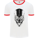 Skull With a Sword Gothic Heavy Metal Rock Mens White Ringer T-Shirt White/Red