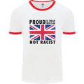 Proud to Wear Flag Not Racist Union Jack Mens White Ringer T-Shirt White/Red